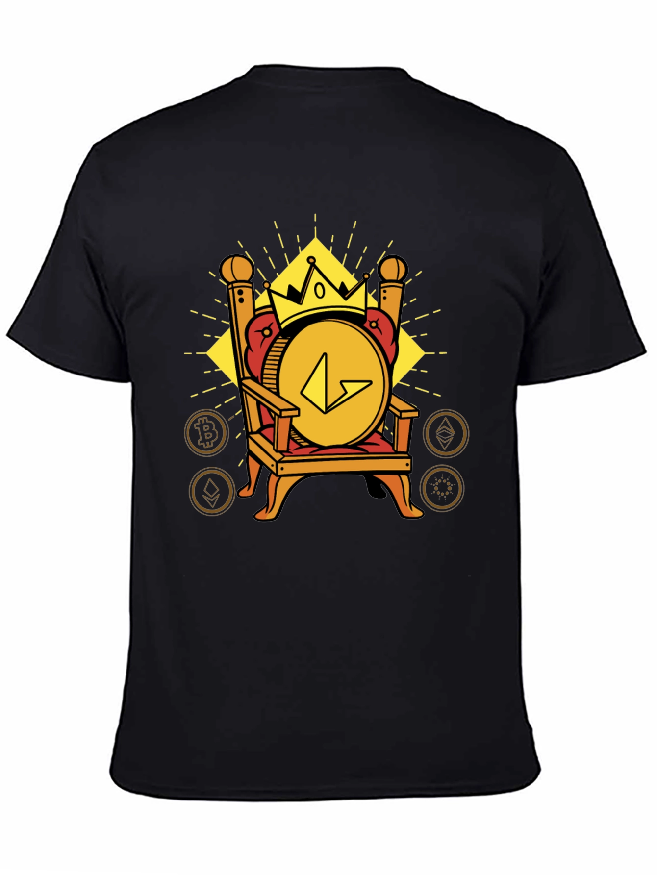 Crypto King Black T-Shirt - Bitcoin Ethereum Design