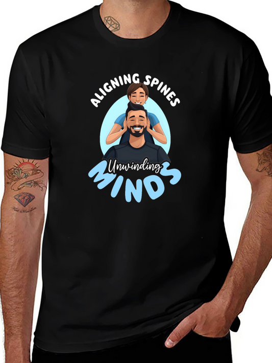 Aligning Spines Unwinding Minds Black T-Shirt