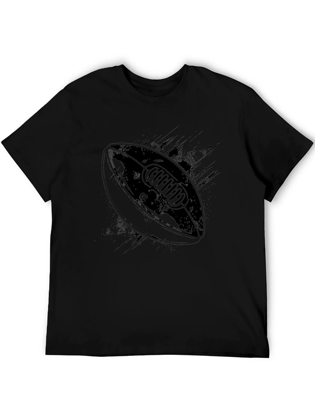 Mens Black Graphic Tee - Football Design