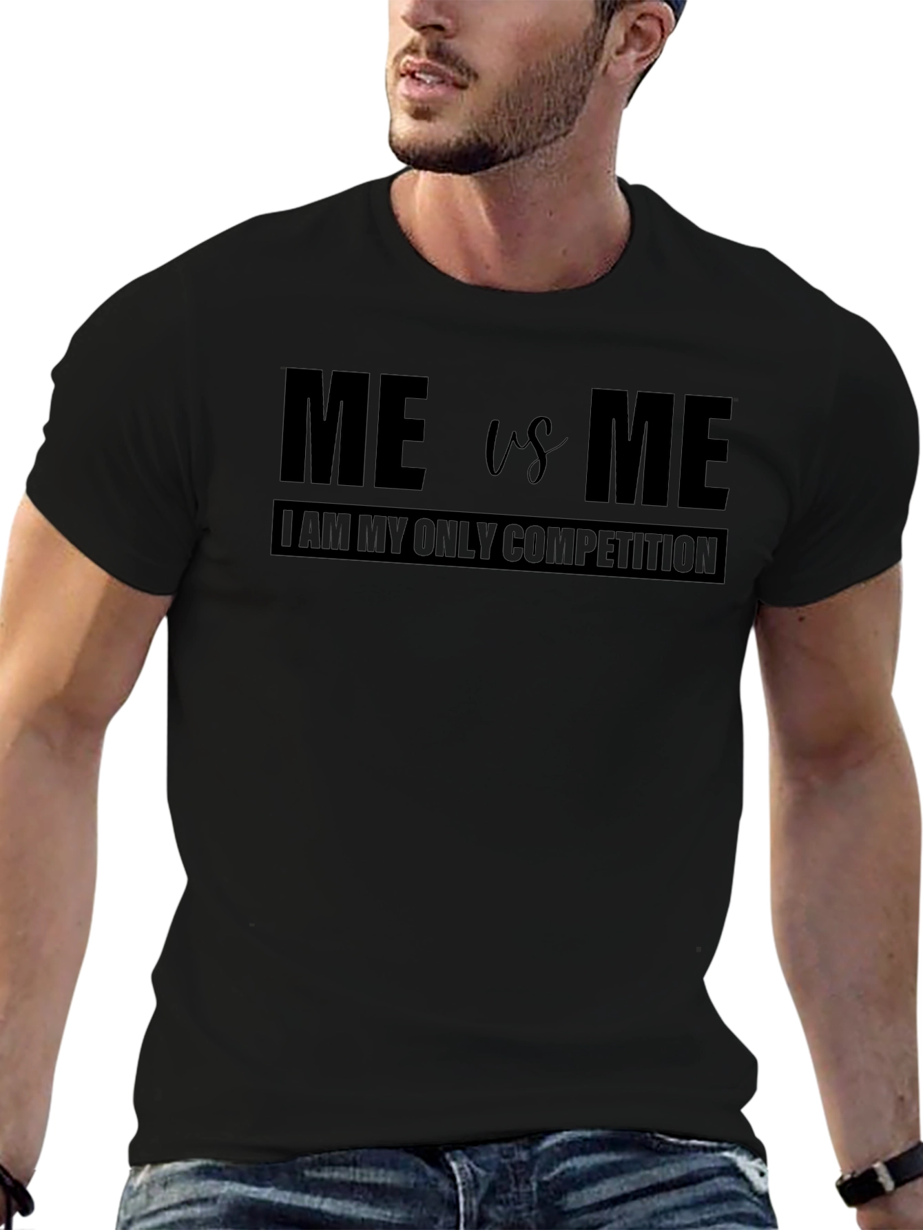 Motivational Me vs Me Black T-Shirt
