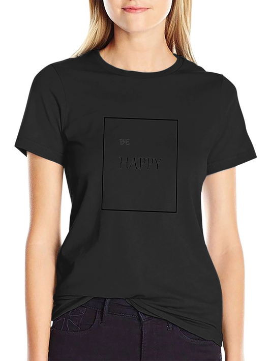 Be Happy Black Graphic T-Shirt