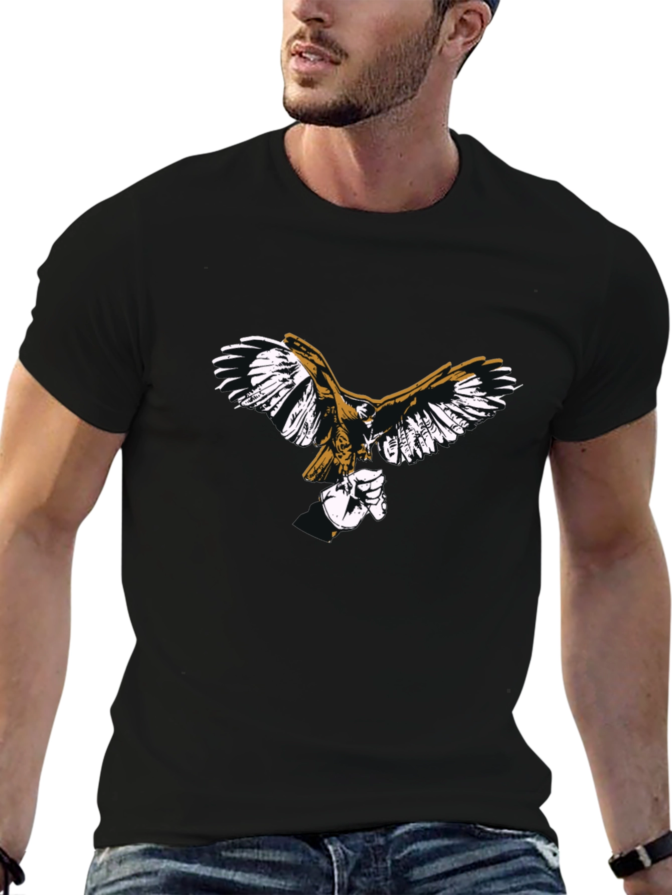 Black T-Shirt with Eagle Print