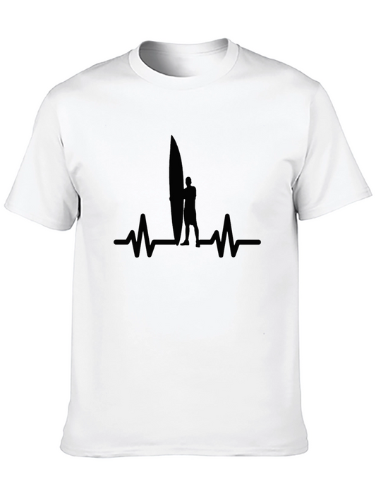 Surfer Heartbeat Black T-Shirt