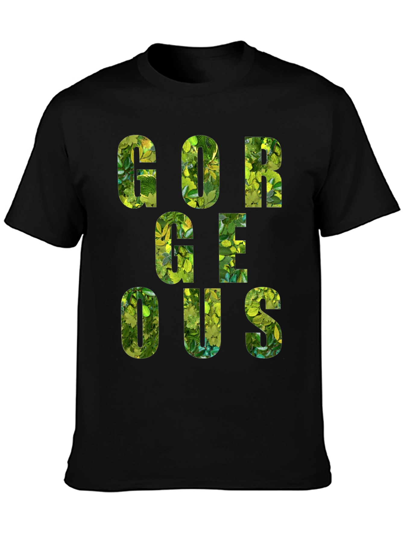 Gorgeous Leaf Print Black T-Shirt