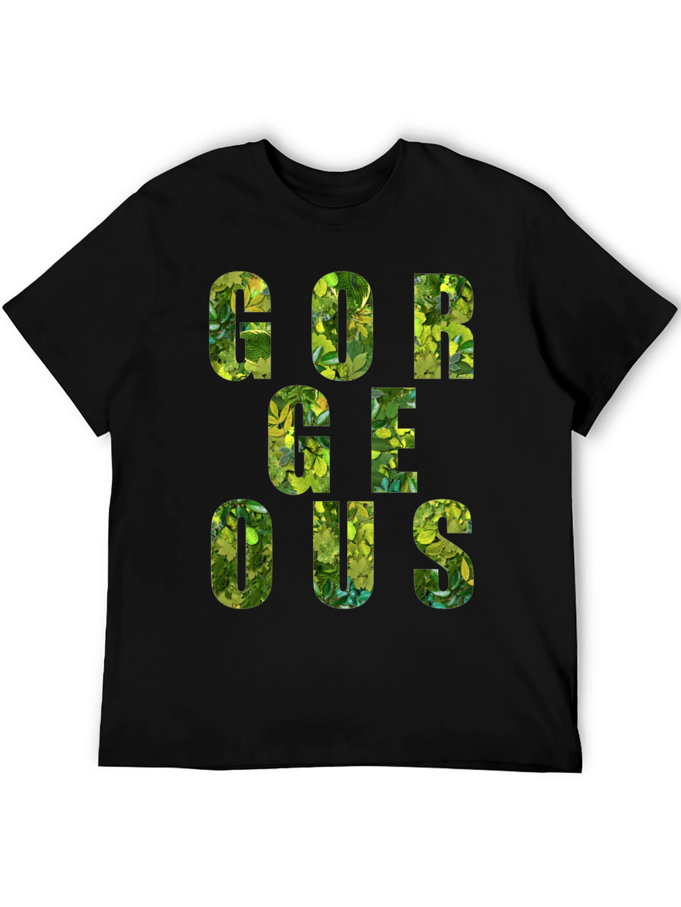 Gorgeous Leaf Print Black T-Shirt