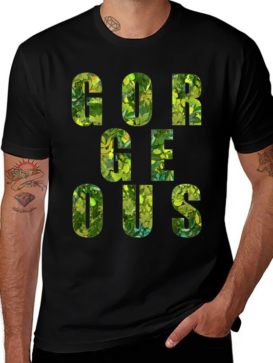 Gorgeous Leaf Print Black T-Shirt