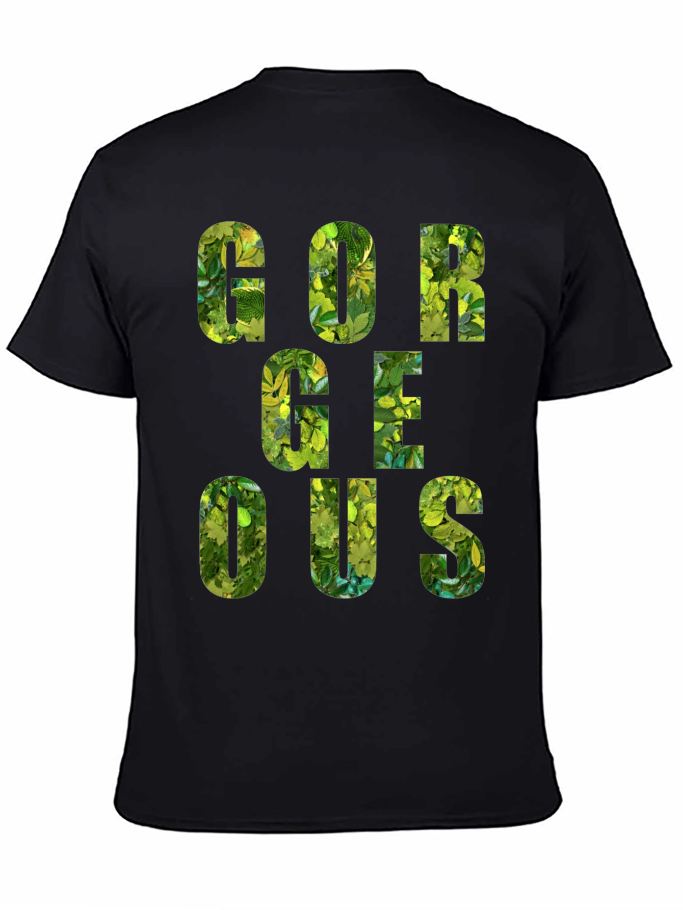 Gorgeous Leaf Print Black T-Shirt