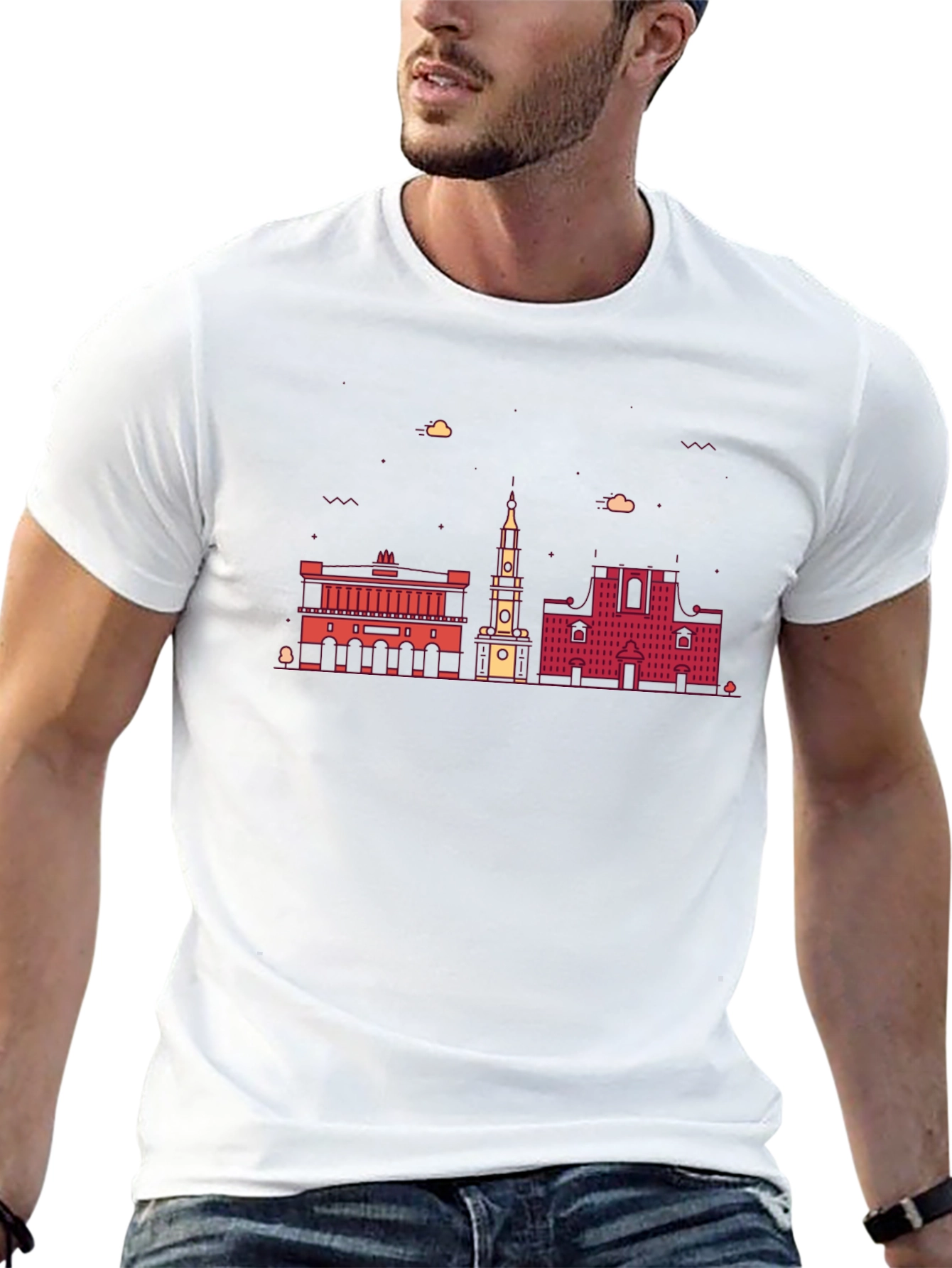 Architectural Cityscape Graphic Tee - Black