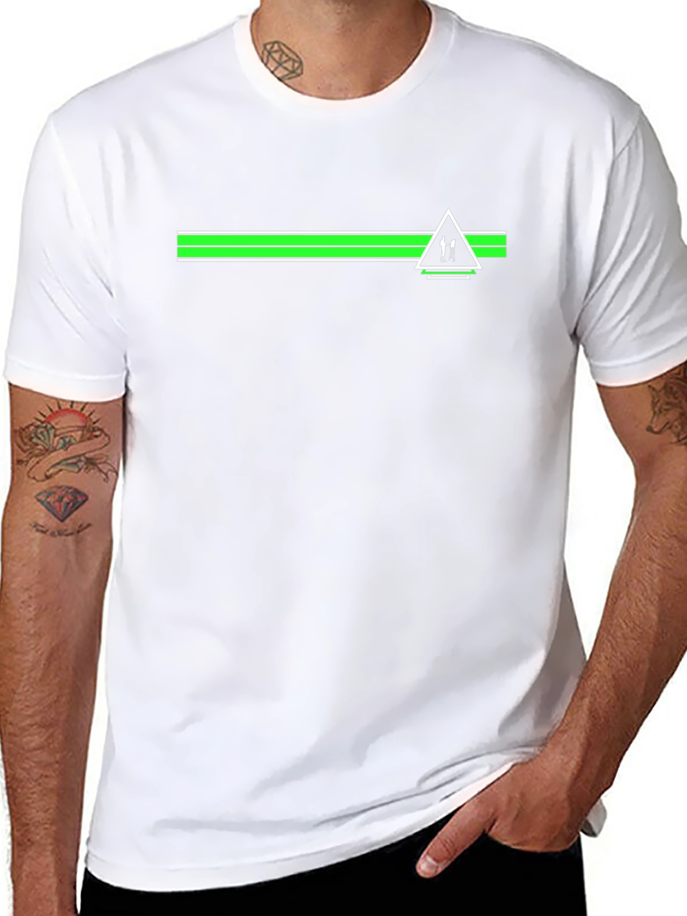 Modern Black T-Shirt with Green Graphic