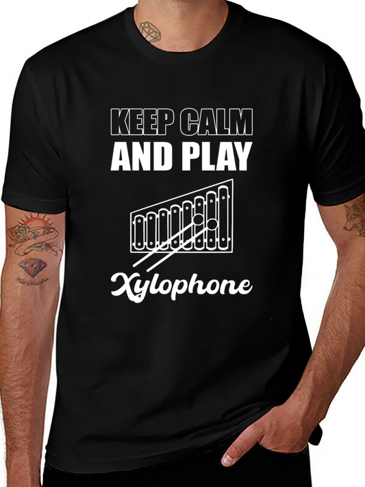 Keep Calm & Play Xylophone Black T-Shirt Music Lover