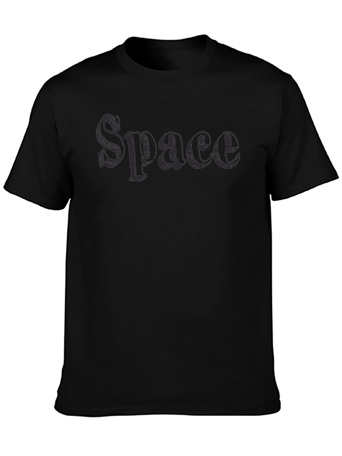 Space Graphic Print Black Cotton T-Shirt