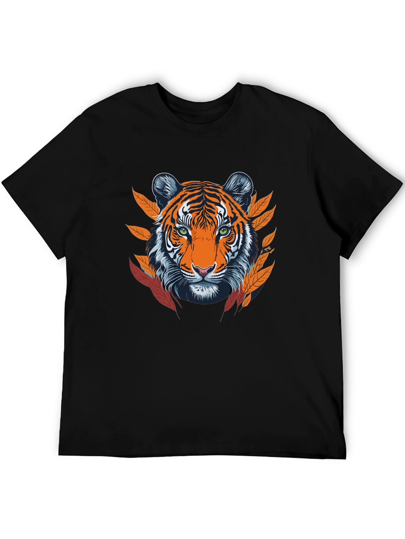 Tiger Graphic Tee - Black Cotton Blend T-Shirt