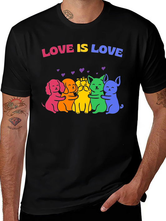 Love Is Love Rainbow Pride Dogs Graphic Tee