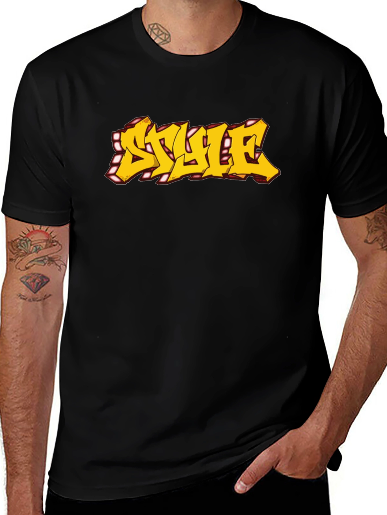 Urban Style Graphic Tee - Graffiti Font Black T-Shirt
