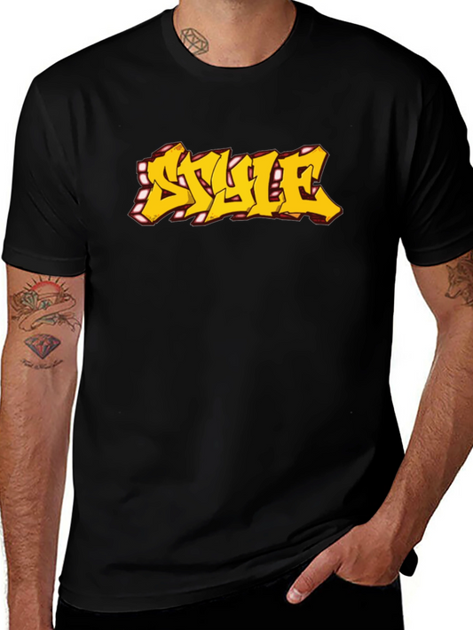 Urban Style Graphic Tee - Graffiti Font Black T-Shirt
