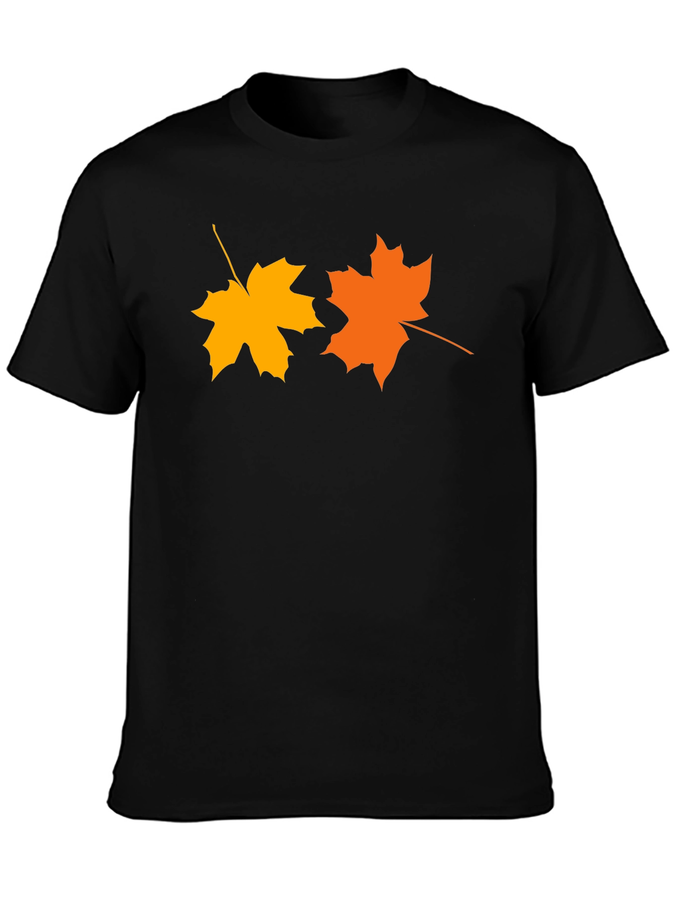 Autumn Maple Leaf Graphic Tee - Black