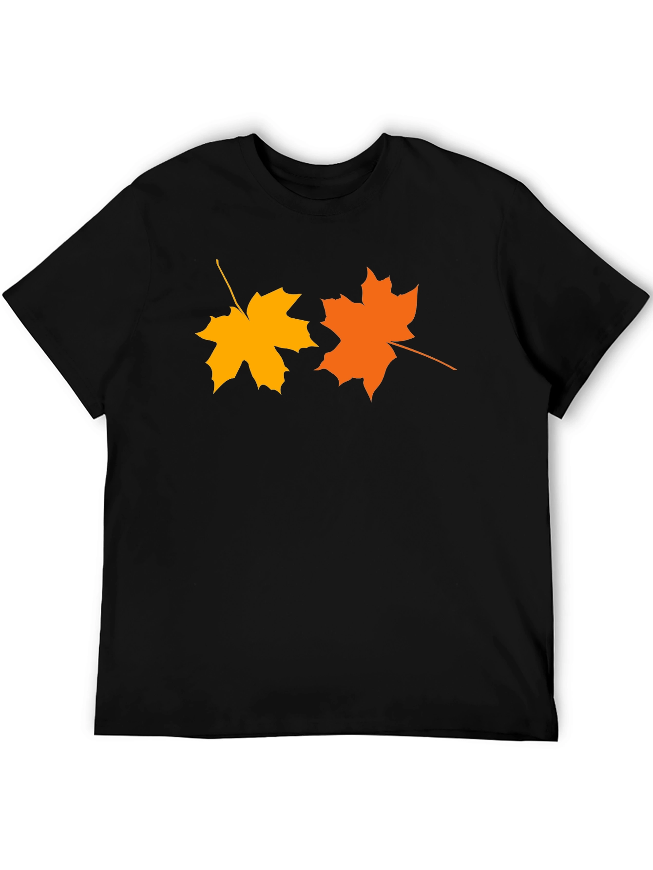 Autumn Maple Leaf Graphic Tee - Black