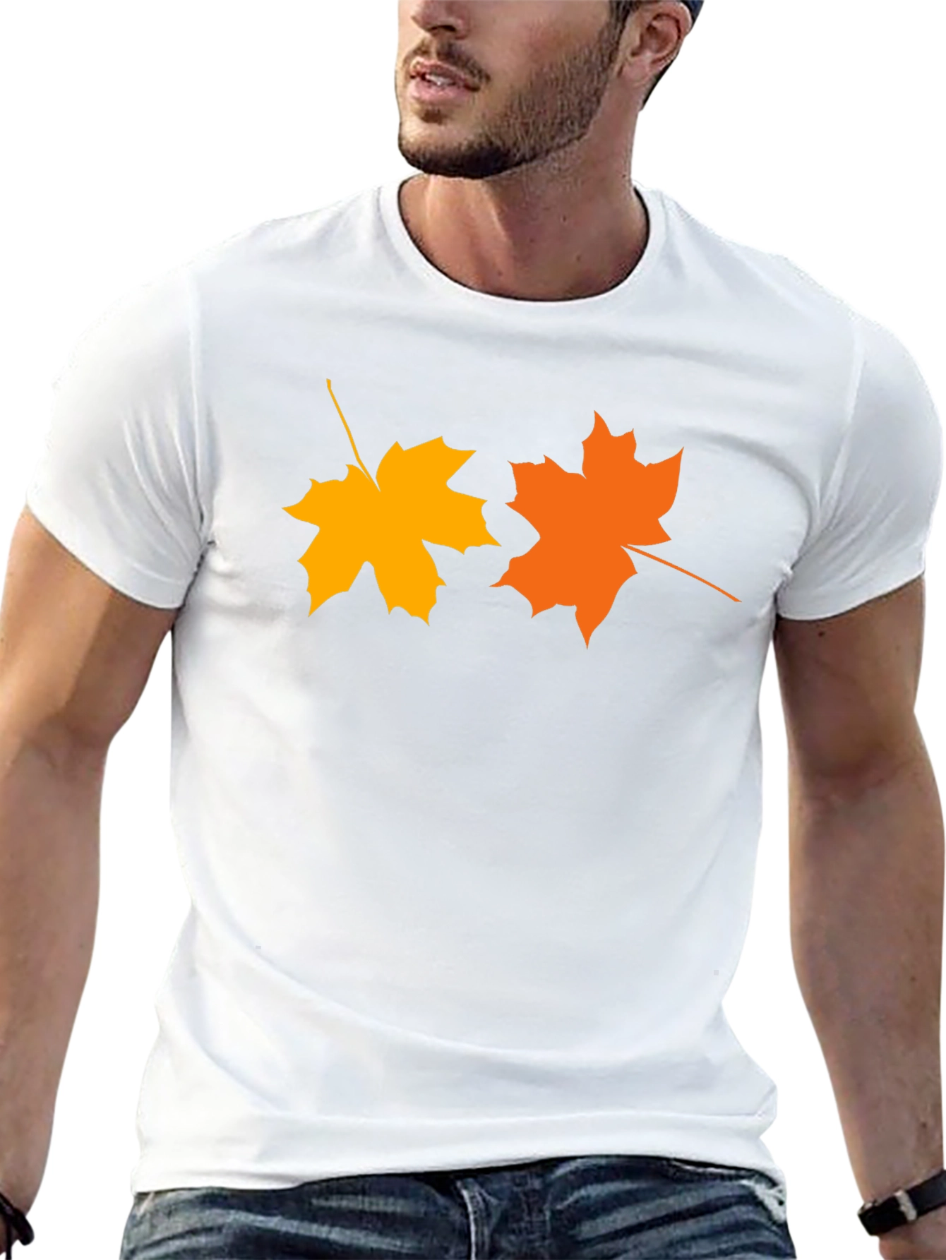 Autumn Maple Leaf Graphic Tee - Black