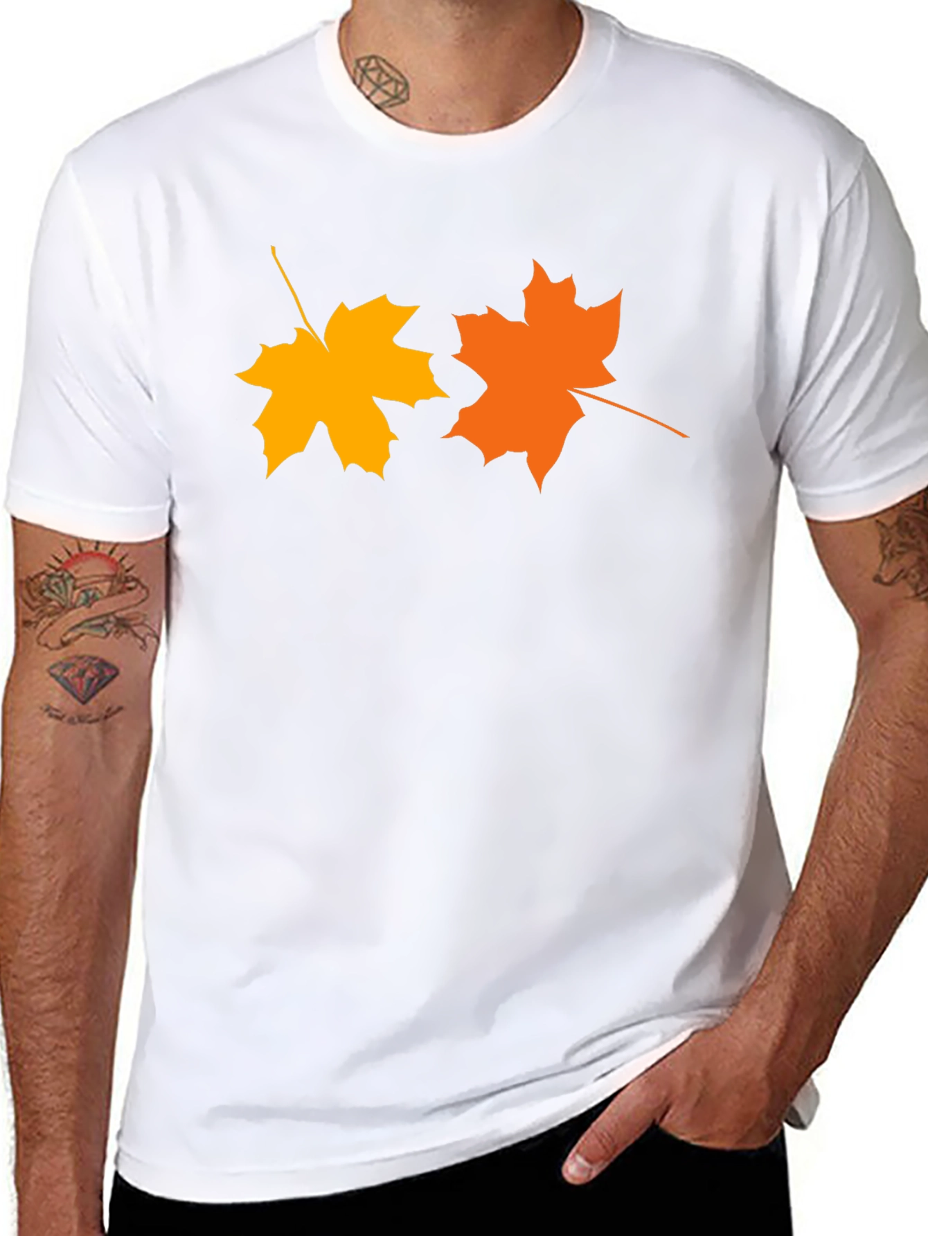 Autumn Maple Leaf Graphic Tee - Black