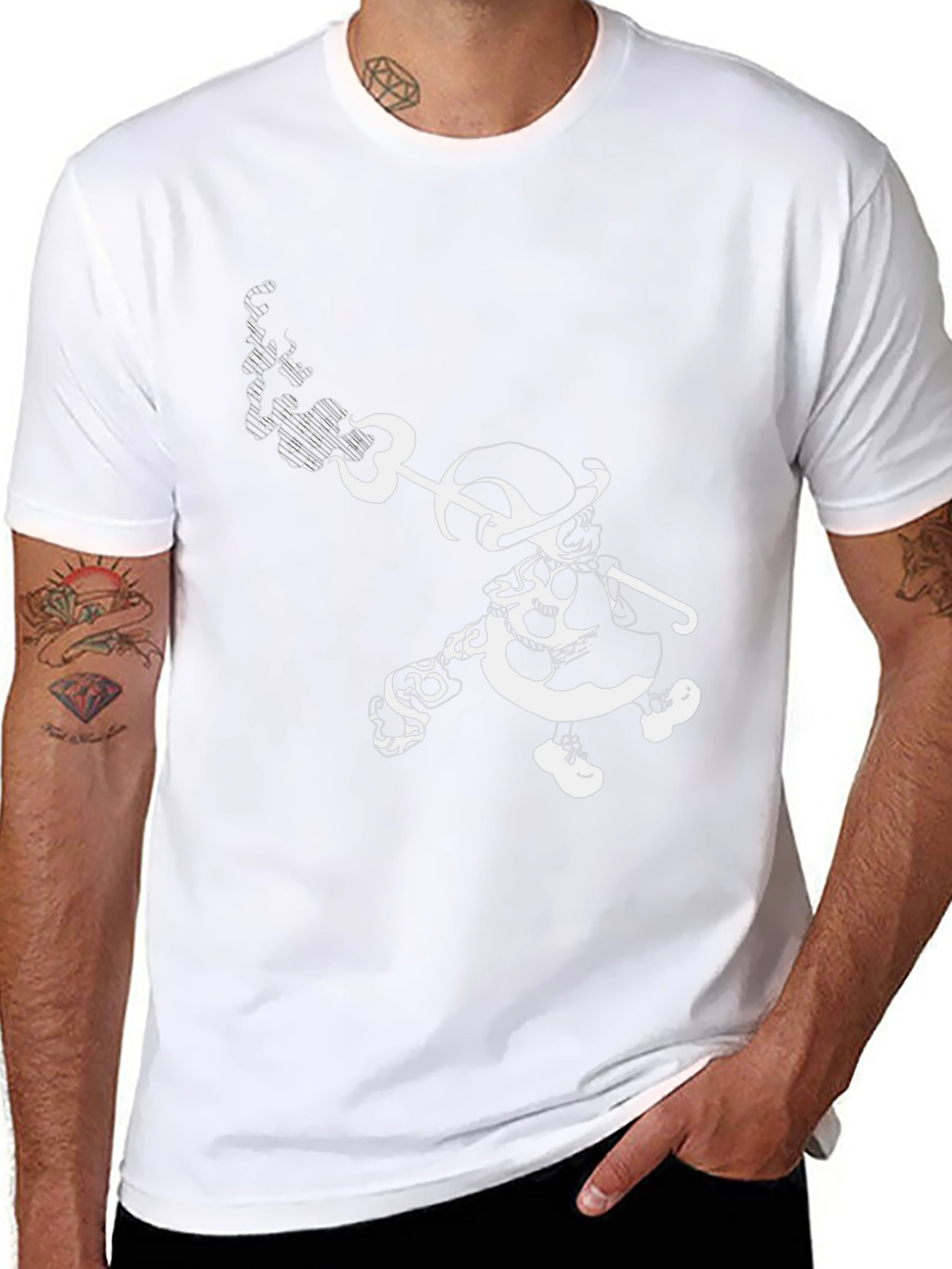 Grim Black Tee with Character Graphic