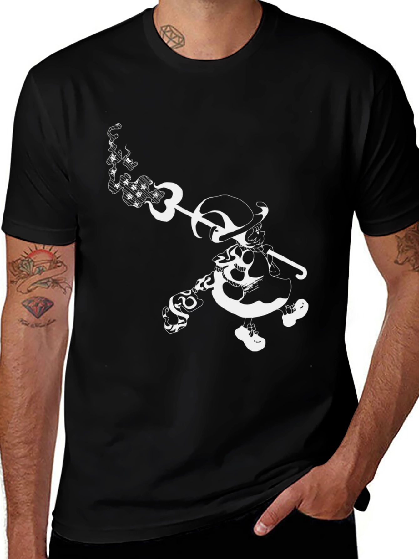 Grim Black Tee with Character Graphic