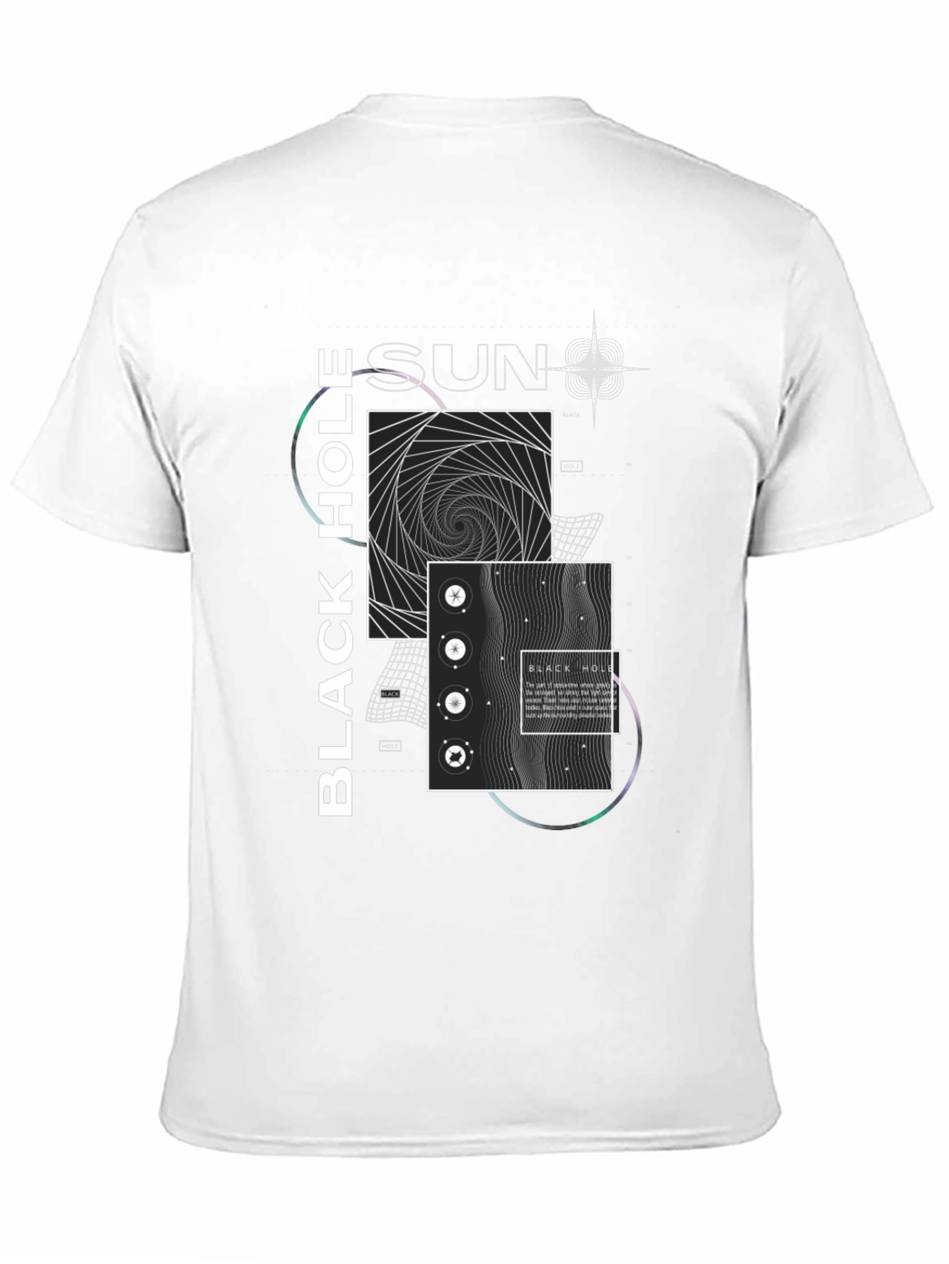 Modern Black Hole Graphic Print Crew Neck T-Shirt