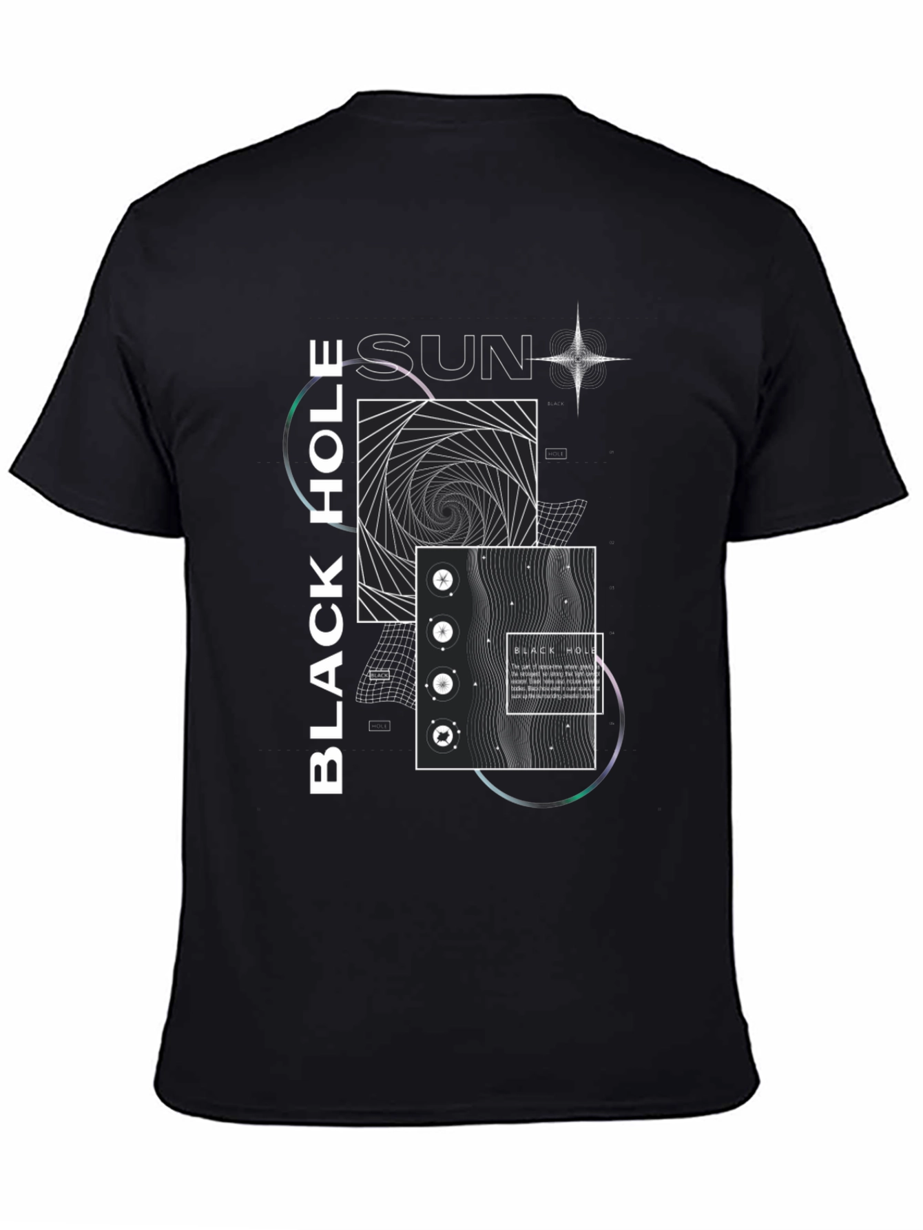 Modern Black Hole Graphic Print Crew Neck T-Shirt