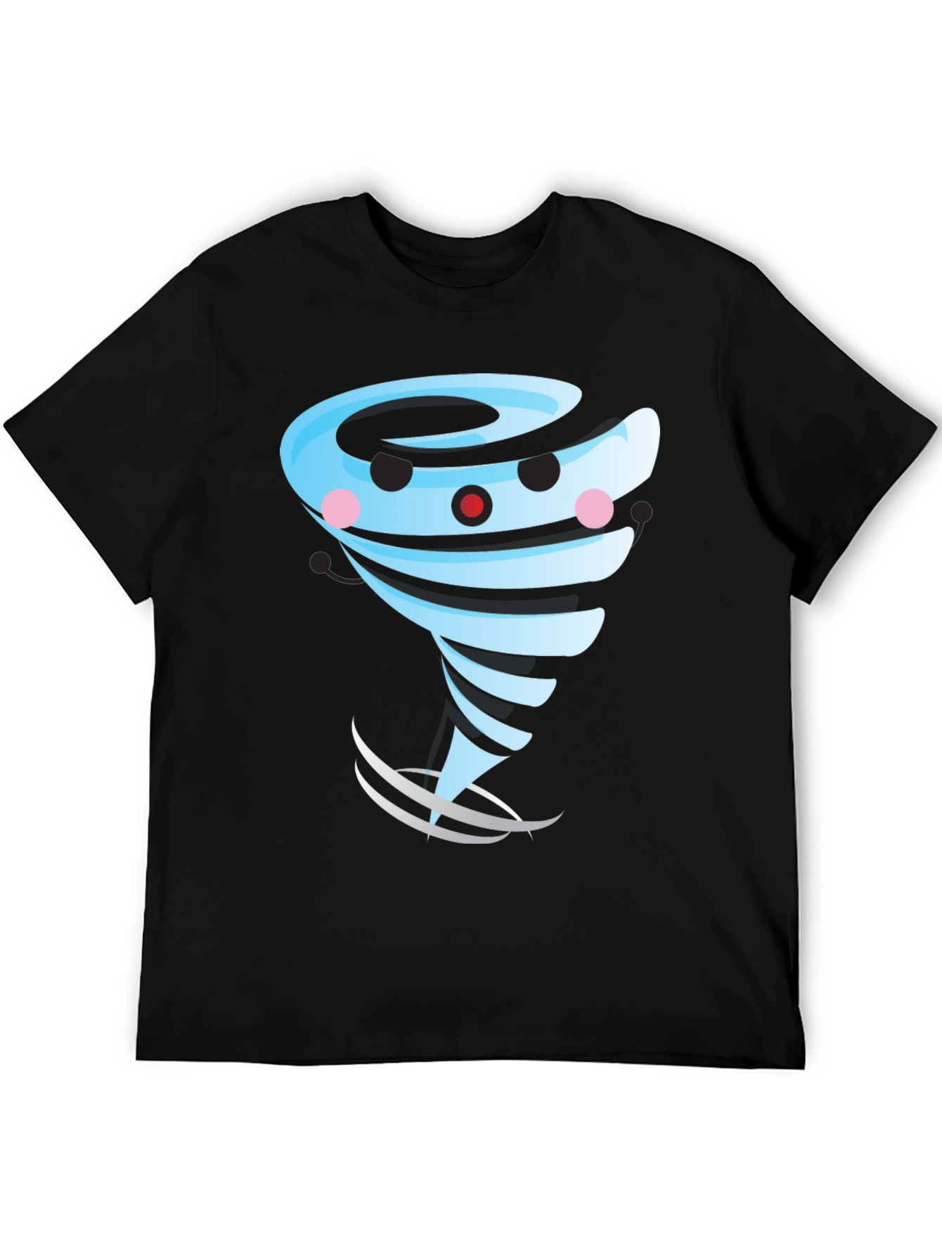 Cartoon Tornado Graphic T-Shirt Black Cotton Blend