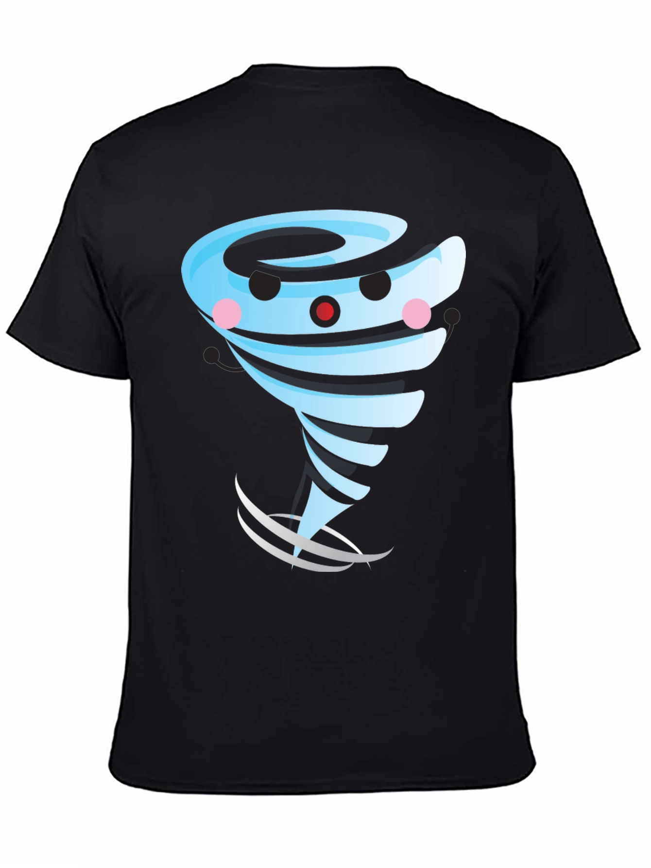Cartoon Tornado Graphic T-Shirt Black Cotton Blend