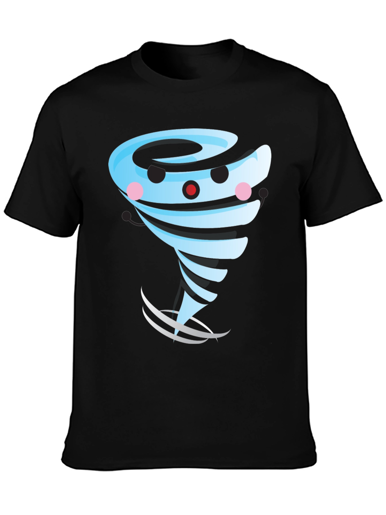 Cartoon Tornado Graphic T-Shirt Black Cotton Blend