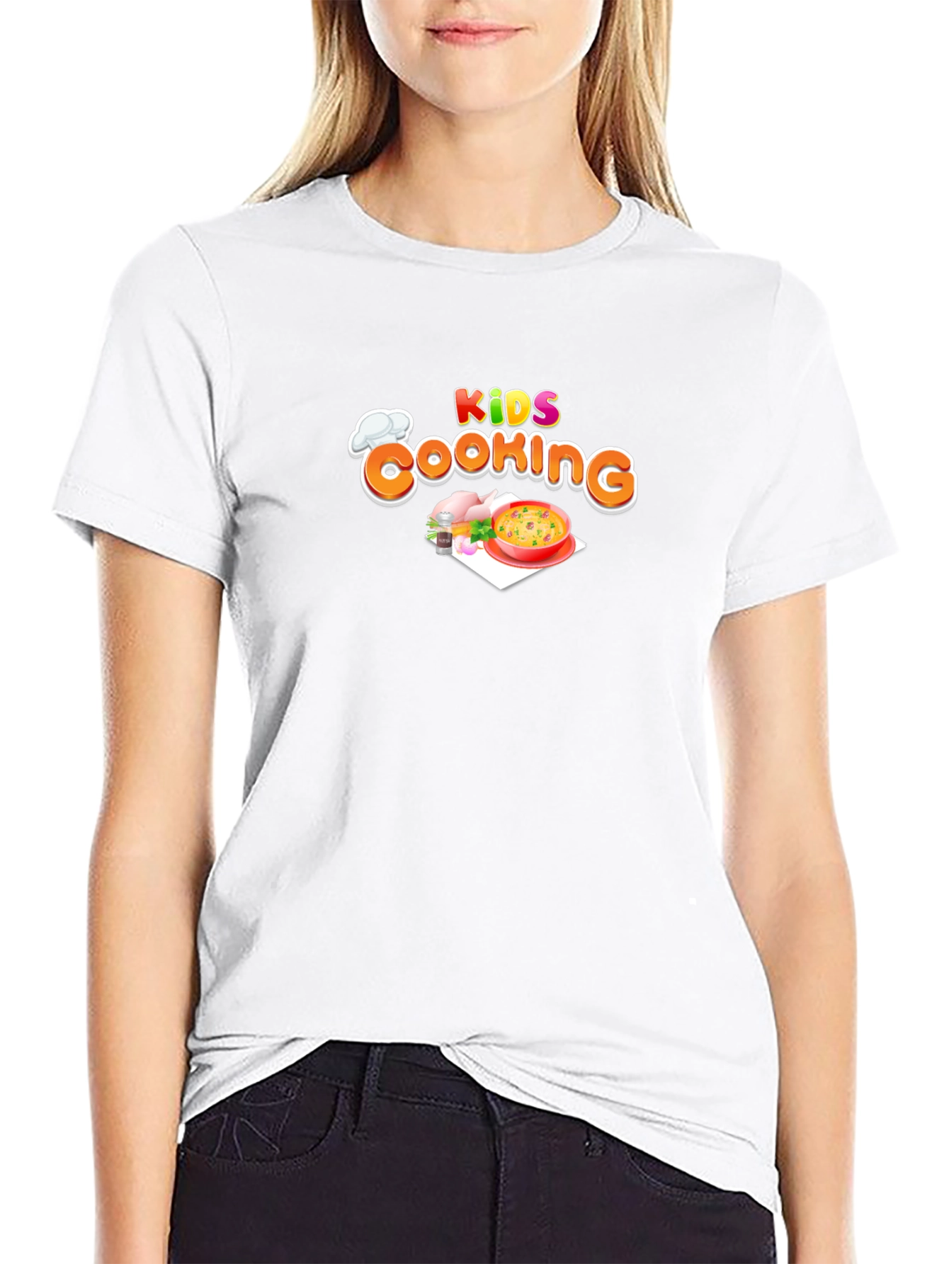 Kids Cooking Black Graphic T-Shirt