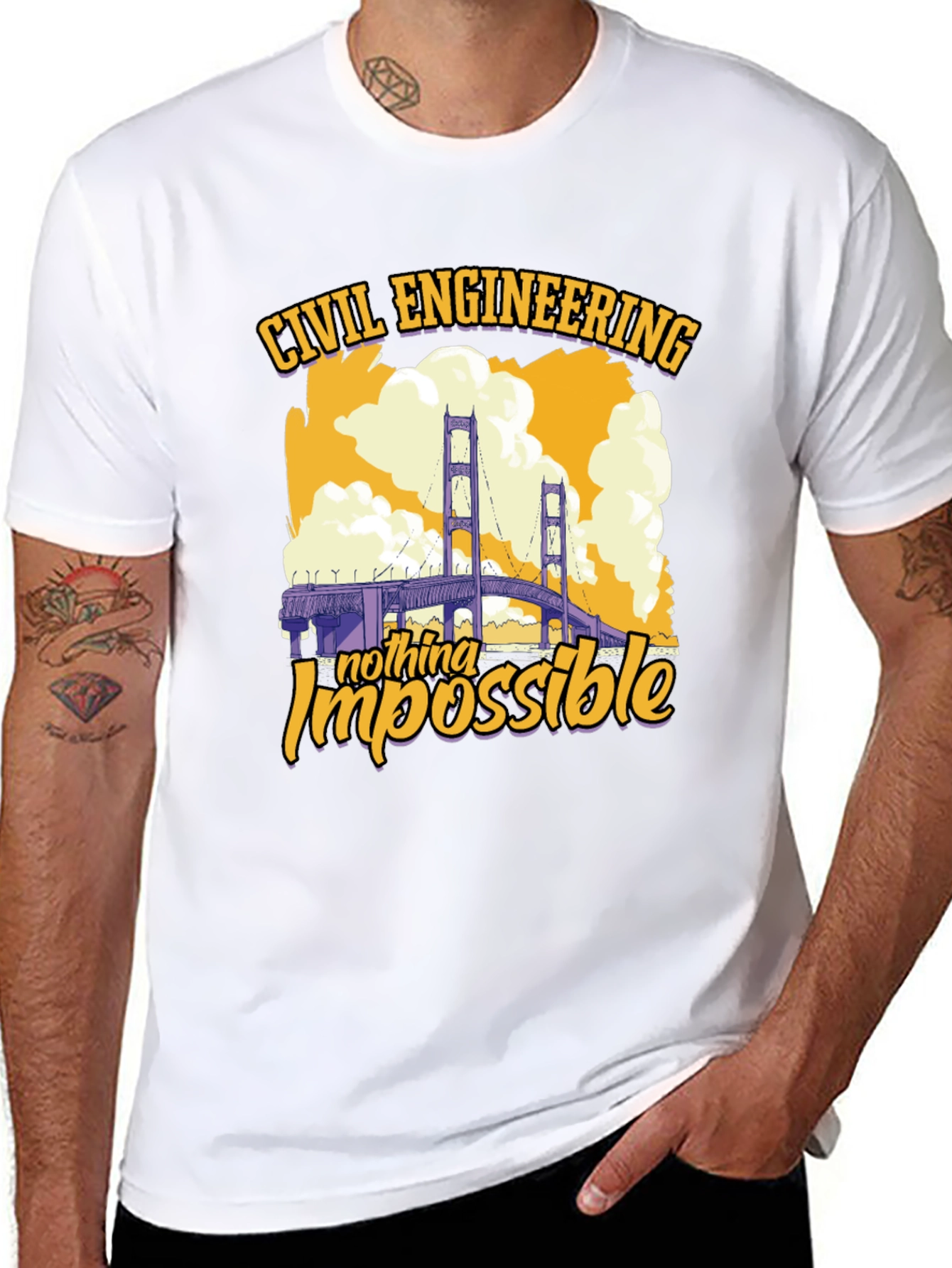 Civil Engineering T-Shirt - Nothing Impossible Bridge Design
