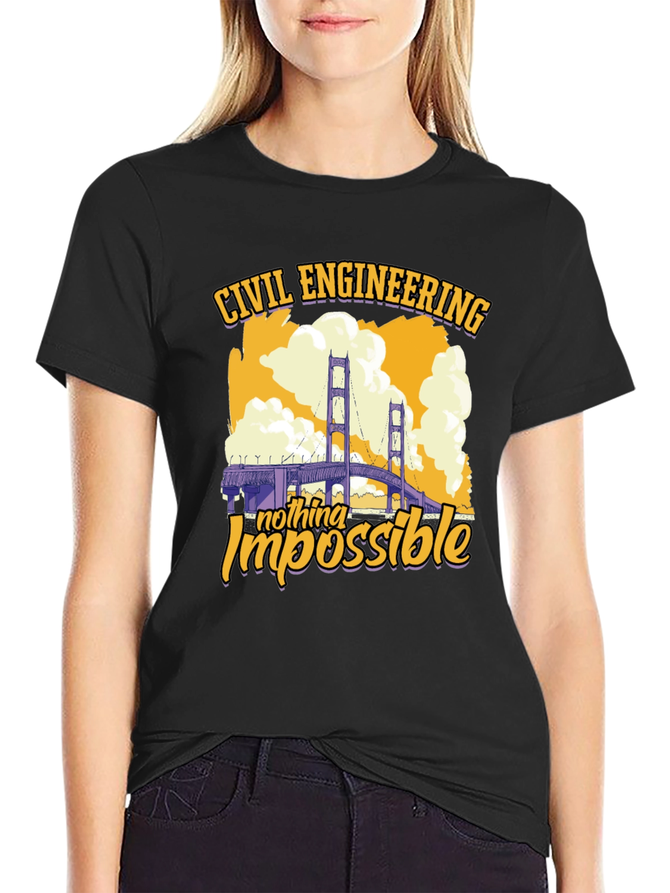 Civil Engineering T-Shirt - Nothing Impossible Bridge Design