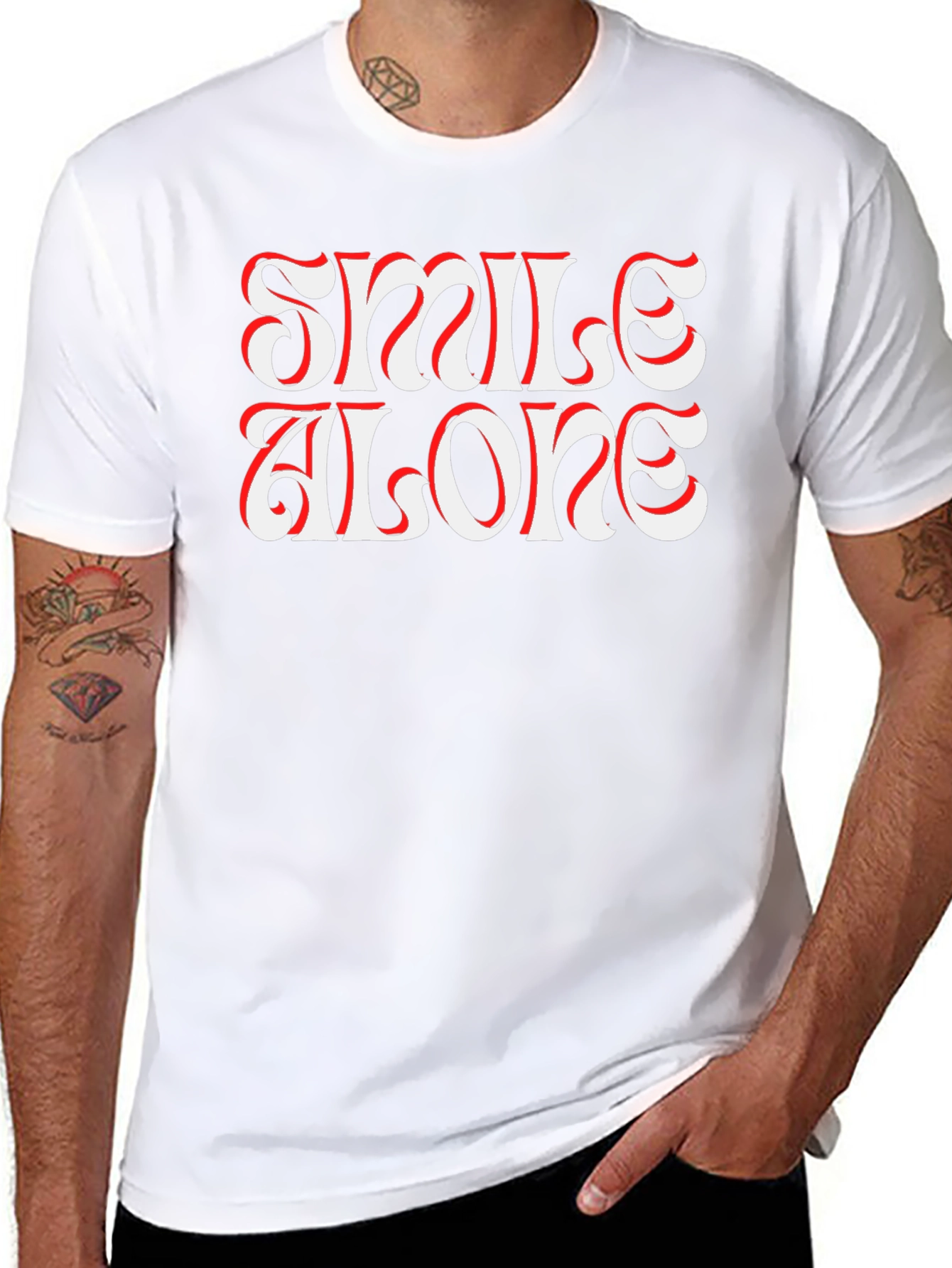 Smile Alone Graphic Print Black T-Shirt