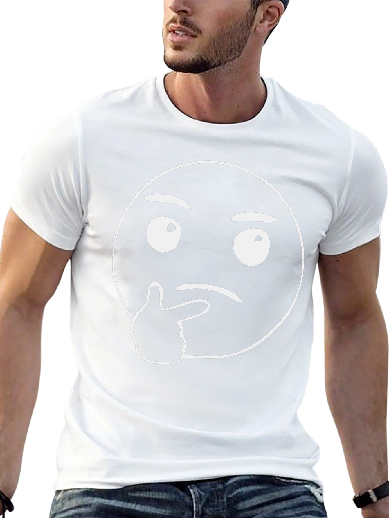 Thinking Emoji Graphic Tee - Black