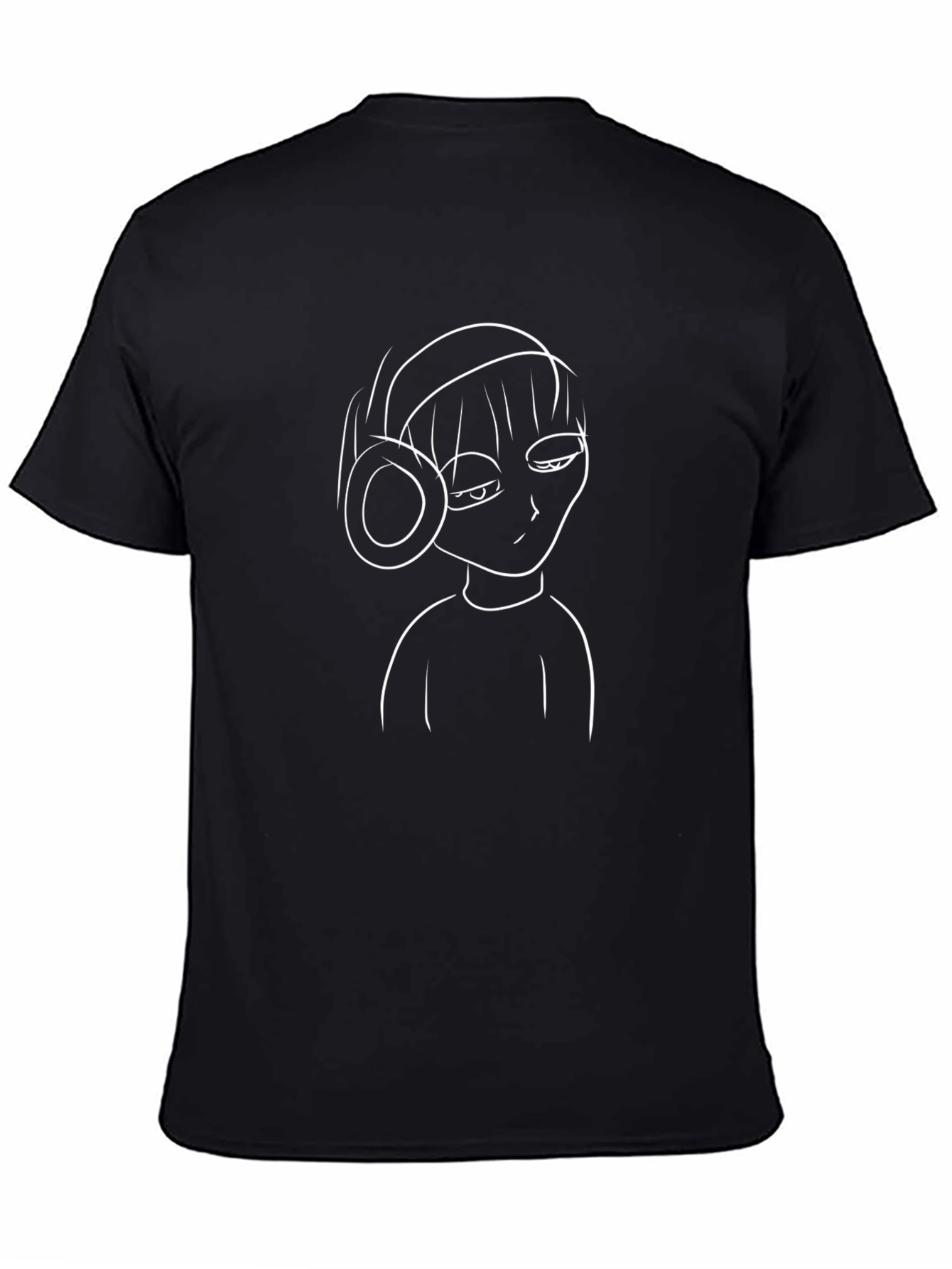 Graphic Black T-Shirt with Headphones Design