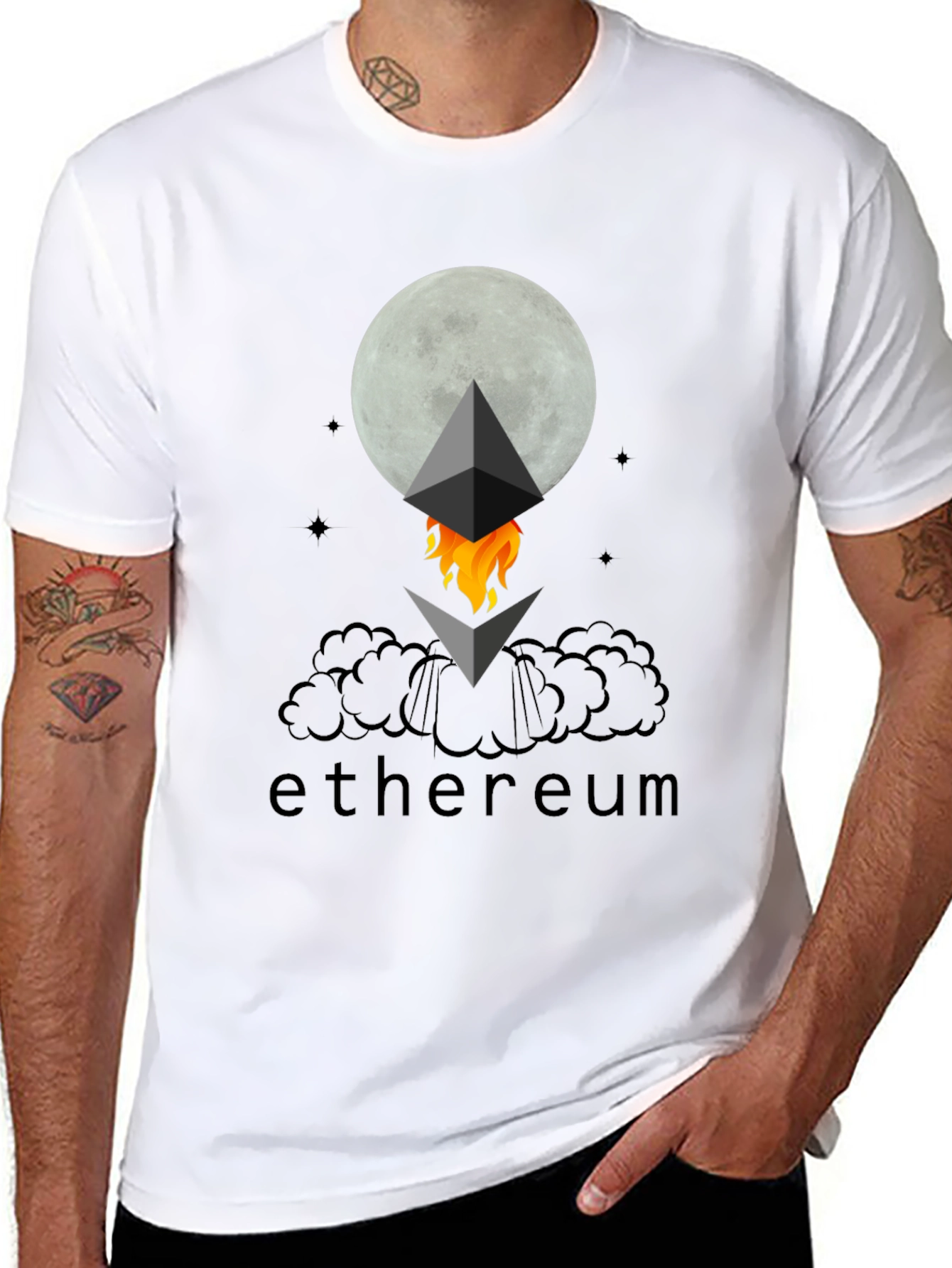 Ethereum to the Moon Black T-Shirt