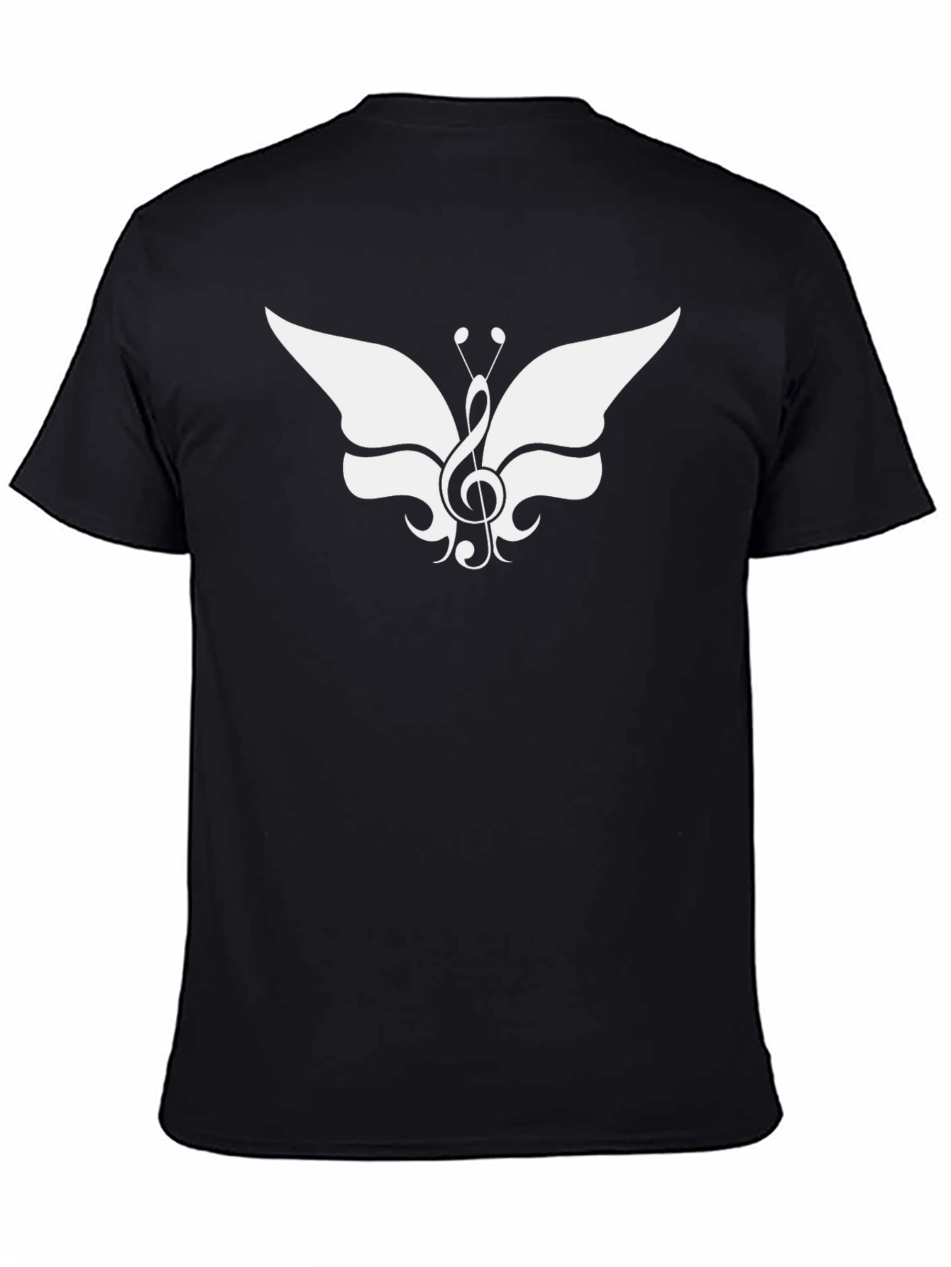 Musical Butterfly Graphic Tee - Stylish Black T-Shirt