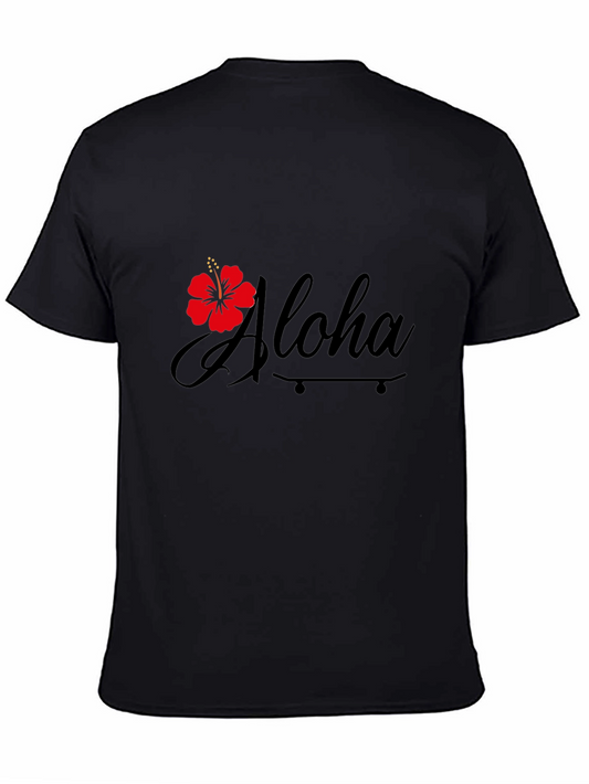 Aloha Hibiscus Graphic Black T-Shirt