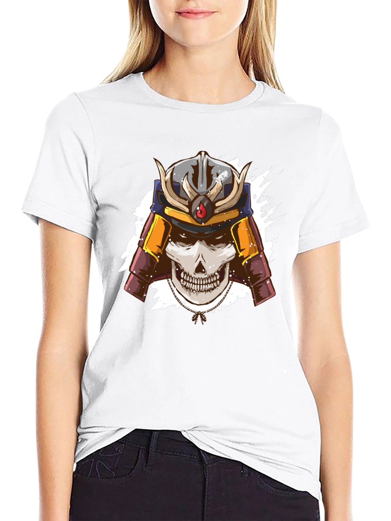Samurai Skull Graphic Tee - Mens Black T-Shirt