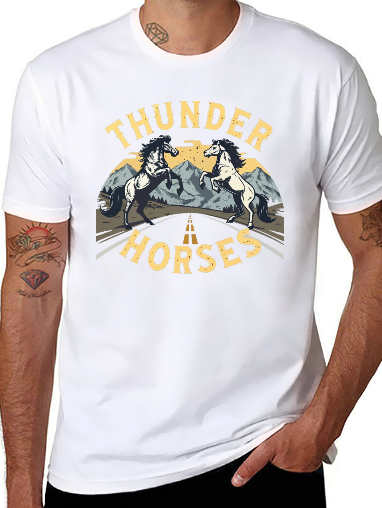 Thunder Horses Black Graphic T-Shirt