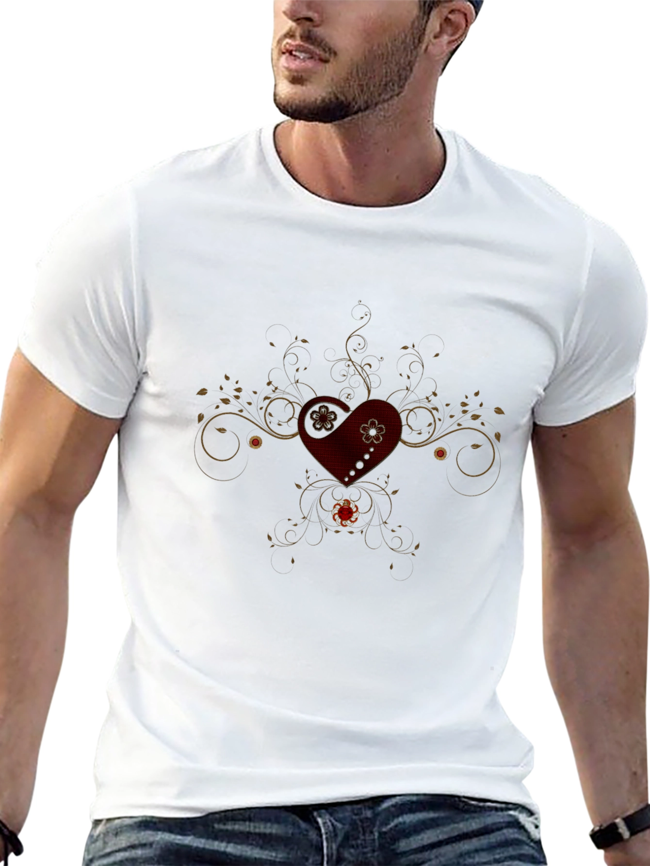 Heart & Vine Graphic Tee - Mens Black T-Shirt