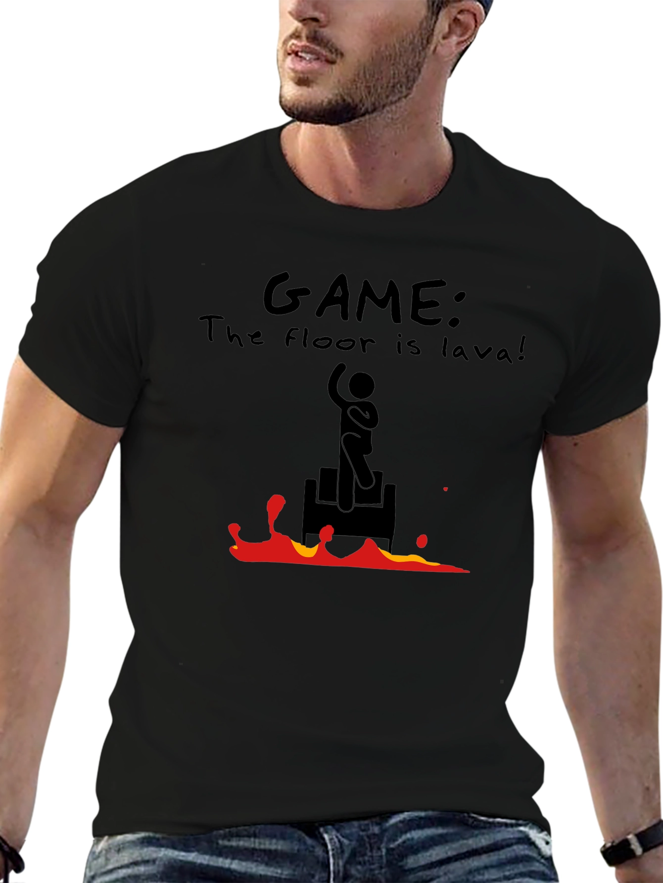 The Floor is Lava Game Black T-Shirt