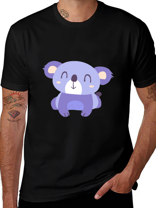 Cute Koala Graphic Tee - Casual Black T-Shirt