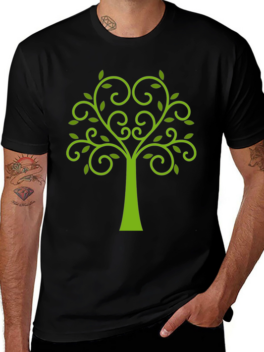 Green Tree Graphic Black T-Shirt
