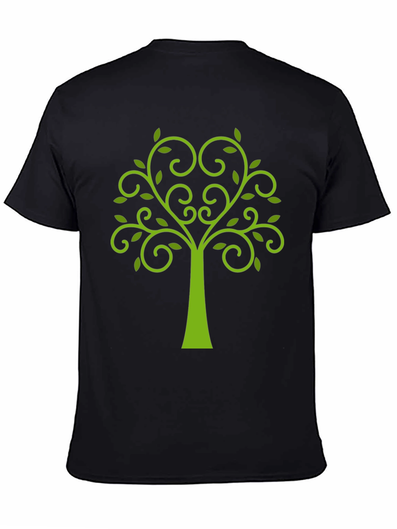 Green Tree Graphic Black T-Shirt