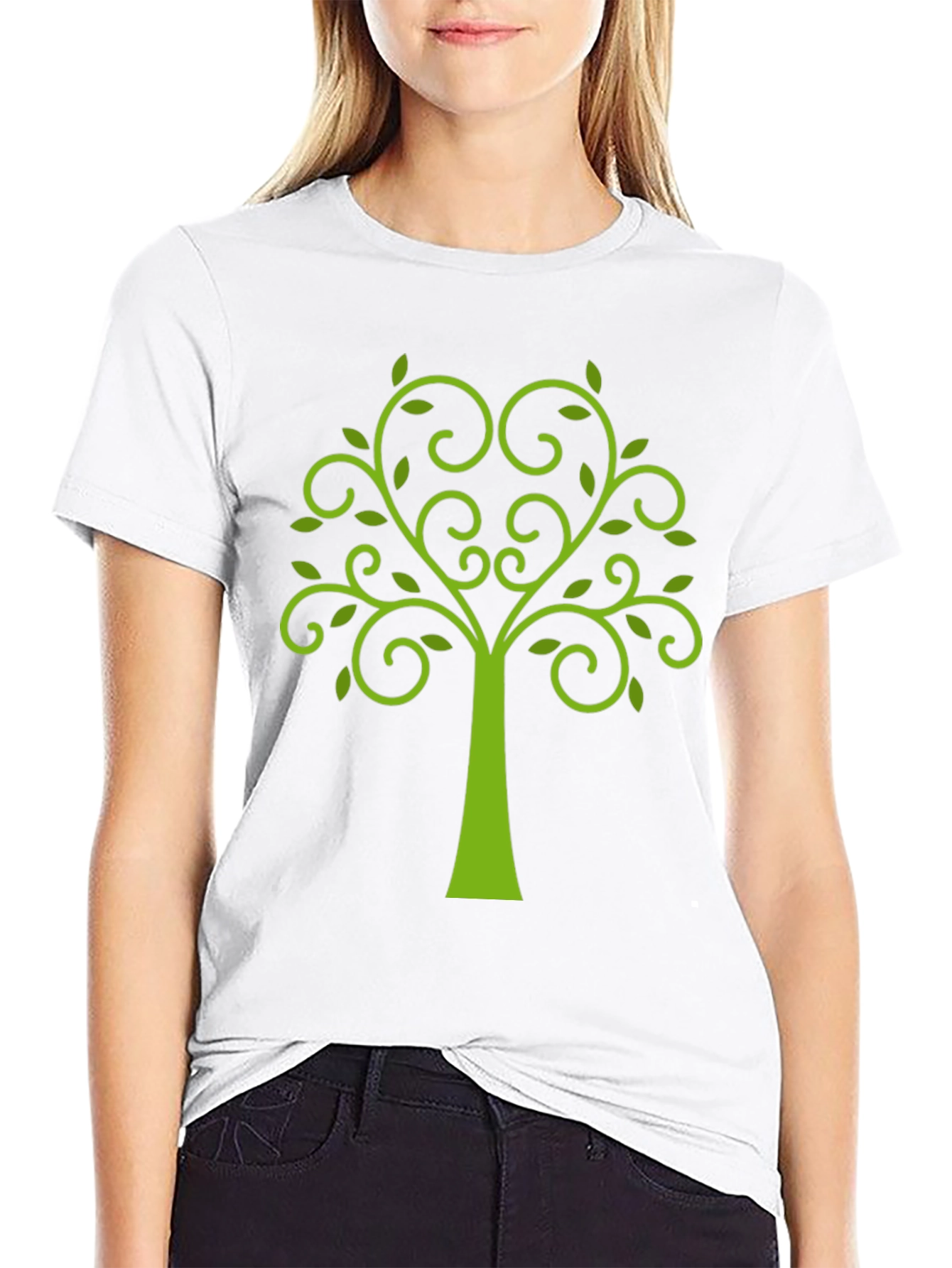 Green Tree Graphic Black T-Shirt