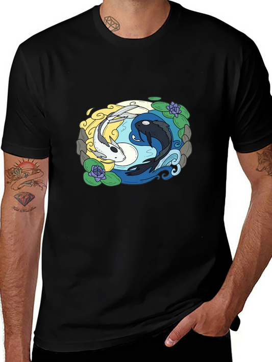 Yin Yang Koi Fish Graphic Tee - Black