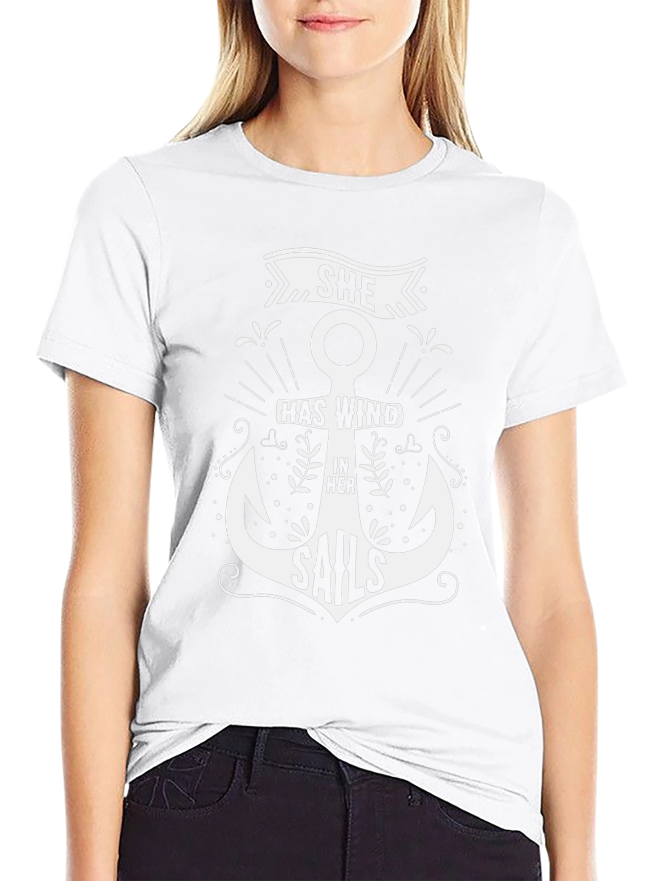 She Has Wind In Her Sails Black Graphic Tee