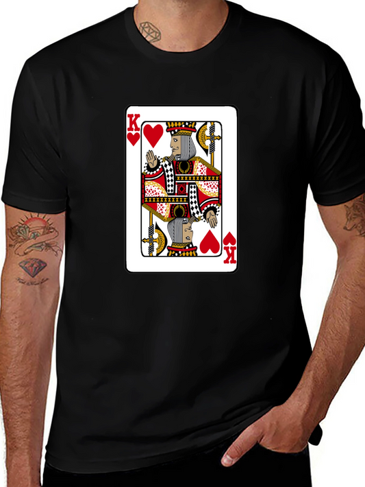King of Hearts Card Graphic Tee - Black Cotton Shirt